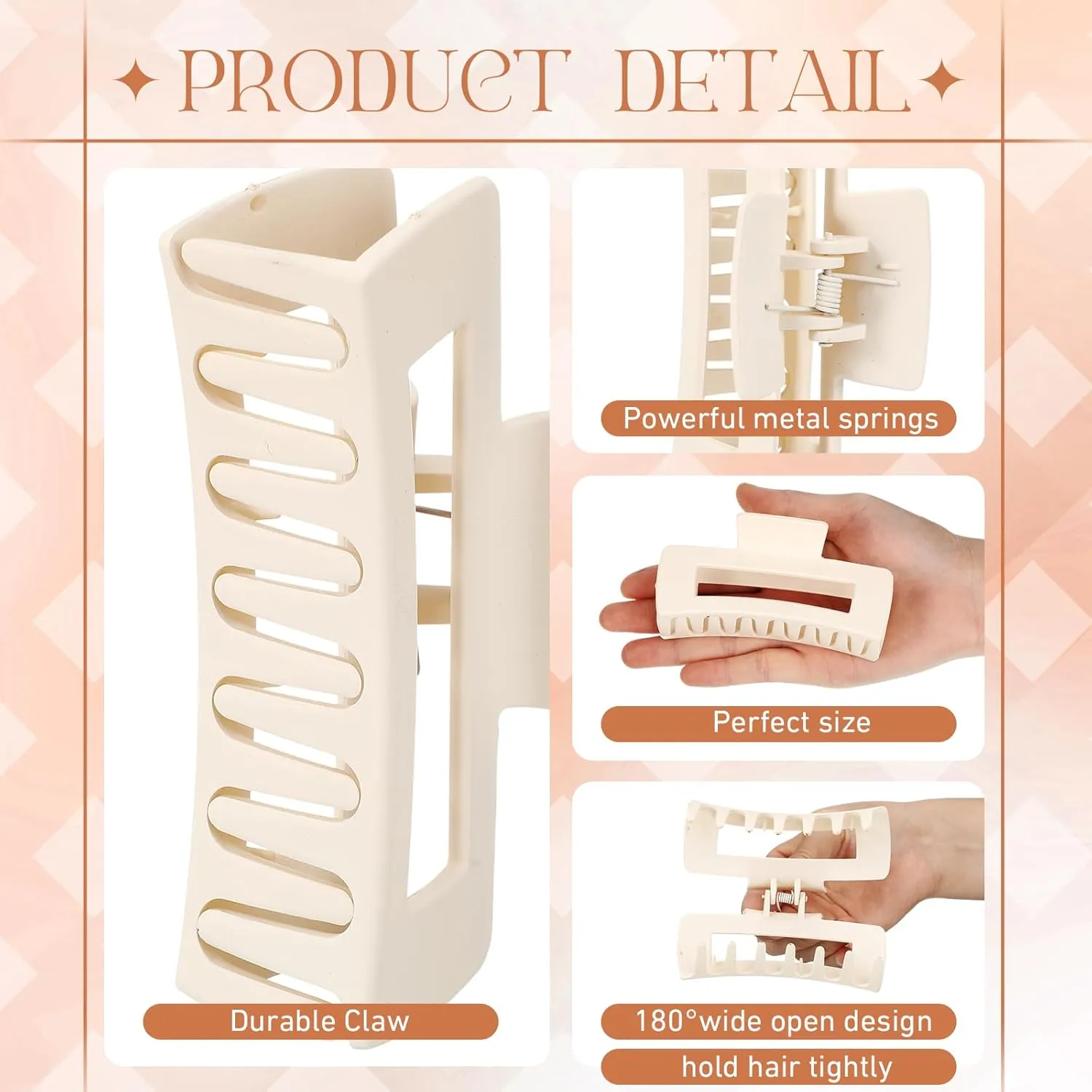 Hotop 50 Pcs Cute Hair Claw Clips Set Nonslip Square Clips Colorful Rectangle Hair Accessories for Women(4.1 Inch,Neutral Color)
