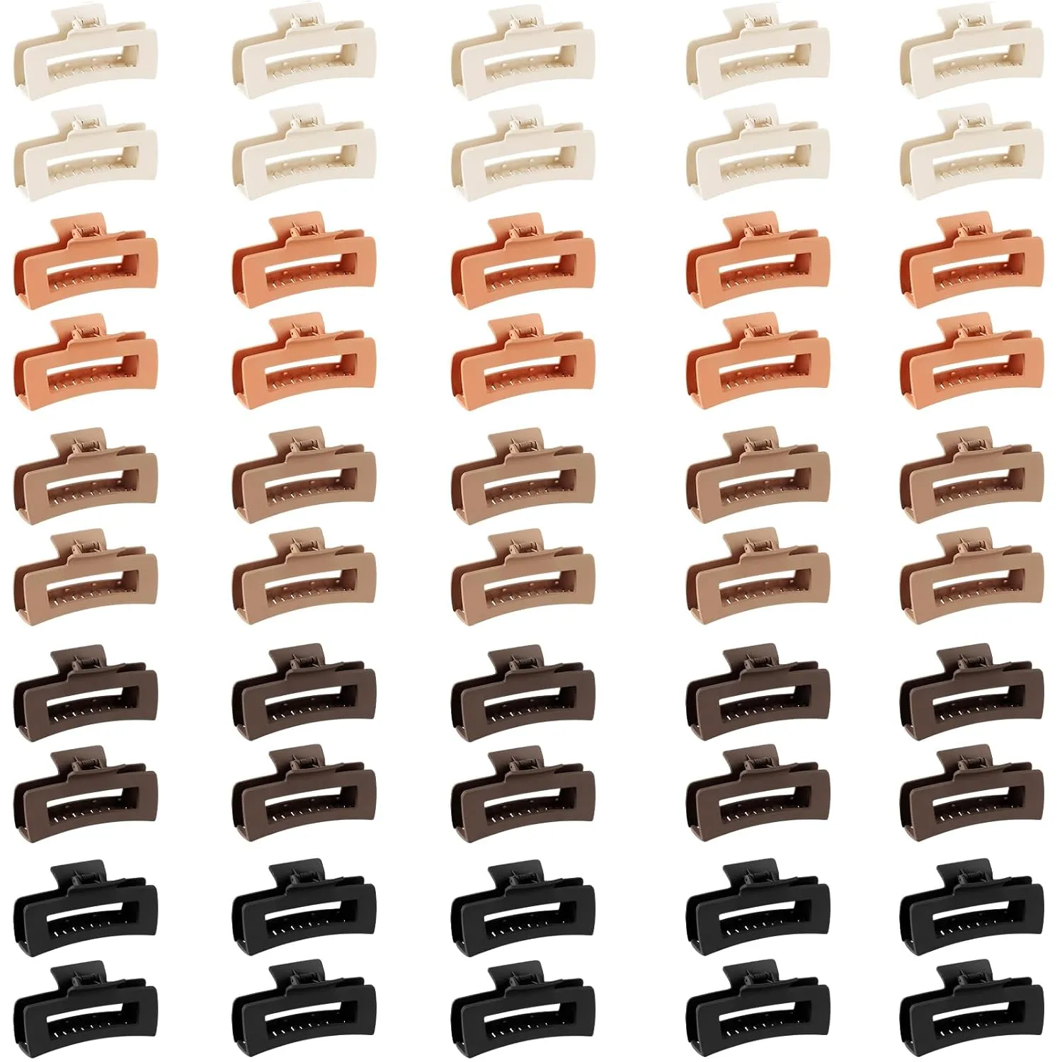 Hotop 50 Pcs Cute Hair Claw Clips Set Nonslip Square Clips Colorful Rectangle Hair Accessories for Women(4.1 Inch,Neutral Color)
