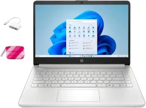 HP 2025 Student Business Laptop, Intel Processor N150(up to 3.6 GHz), 16G RAM, 128GB Storange, 14 Inch LED Screen,1 Year Office 365, Windows 11 Home,Silver,w/BTP Accessories