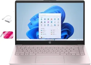 HP 2025 Student Laptop, Intel Processor N150(up to 3.6 GHz), 14 Inch LED Screen,8G RAM, 256GB Storange (128GB UFS 128GB MSD),One Year Office 365, Windows 11 Home,w/YYY Bundle,Pink
