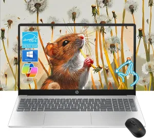 HP Pavilion 15.6" HD Touchscreen Laptop | 8GB RAM | 256GB SSD | Intel Core i3-1215U up to 4.1GHz | 11Hr Battery | Windows 11 | USB-C & HDMI | Sleek Silver | w/Mouse (8GB RAM | 256GB SSD)