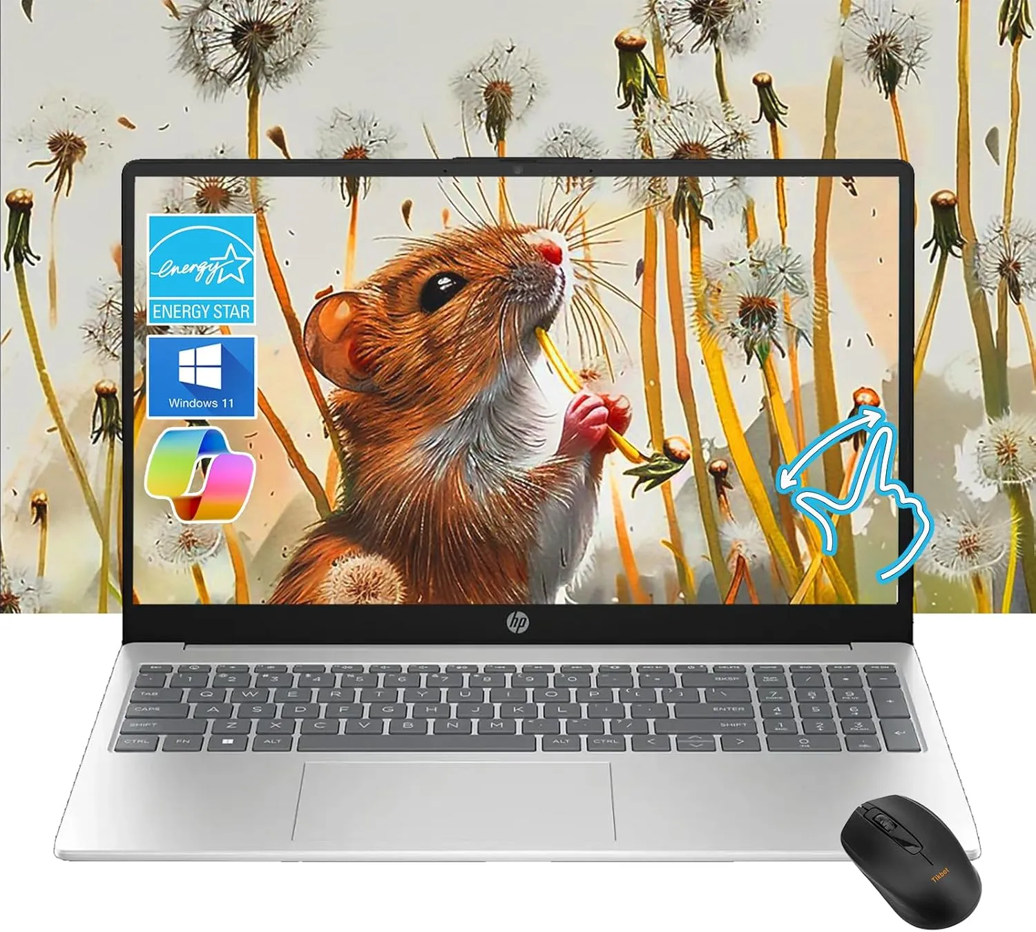 HP Pavilion 15.6" HD Touchscreen Laptop | 8GB RAM | 256GB SSD | Intel Core i3-1215U up to 4.1GHz | 11Hr Battery | Windows 11 | USB-C & HDMI | Sleek Silver | w/Mouse (8GB RAM | 256GB SSD)