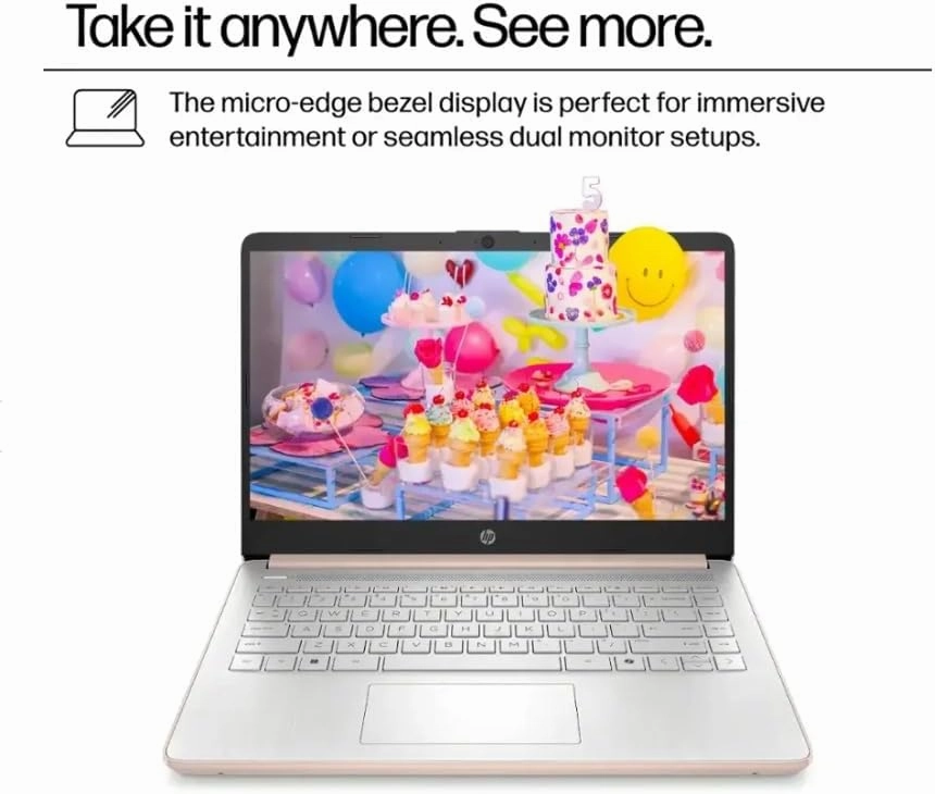HP 2025 Student Laptop, Intel Processor N150(up to 3.6 GHz), 14 Inch LED Screen,16G RAM, 256GB Storange (128GB UFS 128GB MSD),1 Year Office 365, Windows 11 Home,w/YYY Accessories,Rose Gold