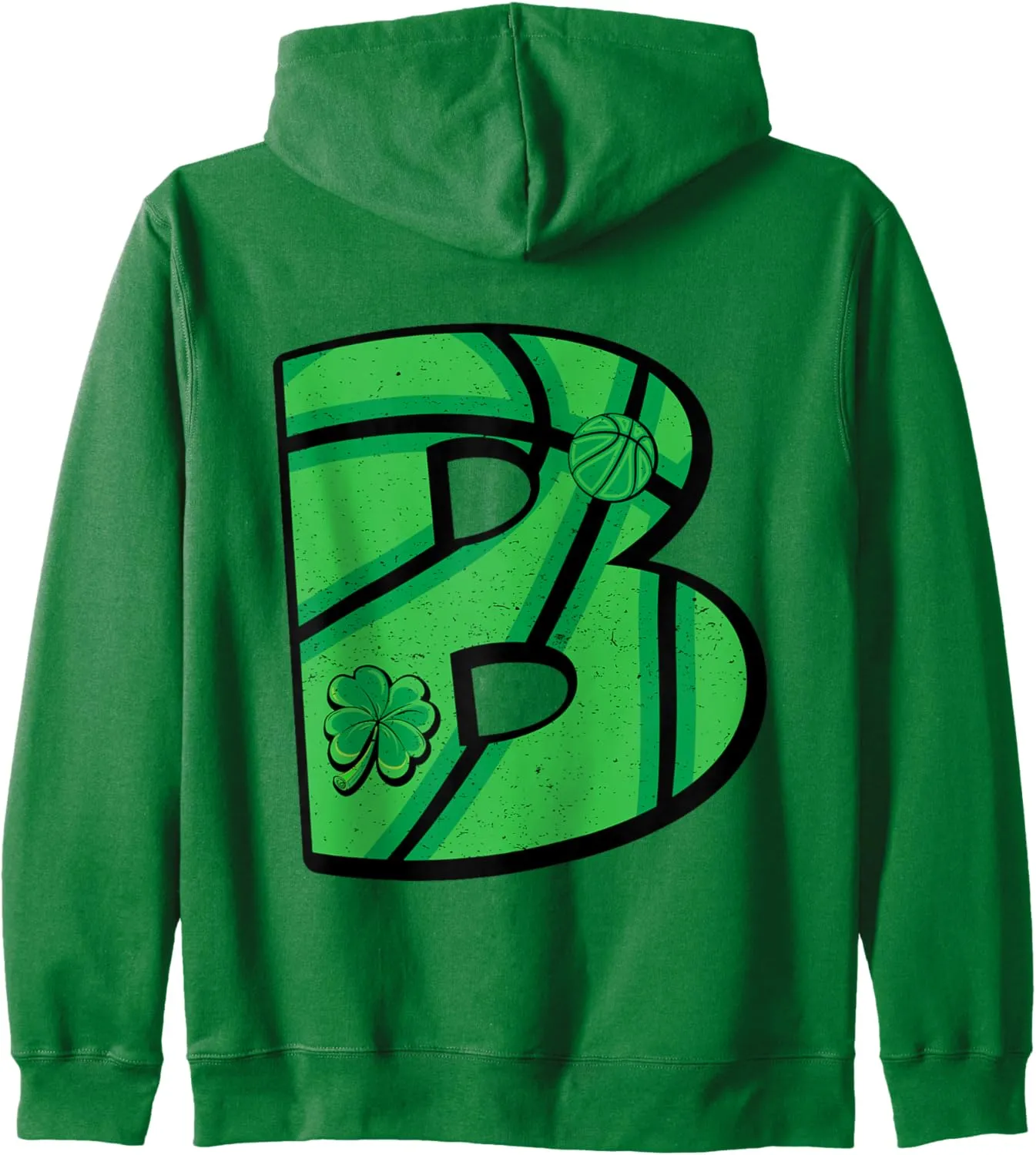 Huge Letter B For B-Ball Green Basketball Zip Hoodie