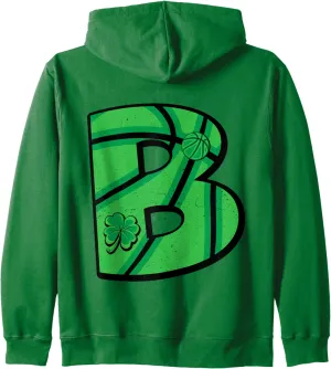 Huge Letter B For B-Ball Green Basketball Zip Hoodie