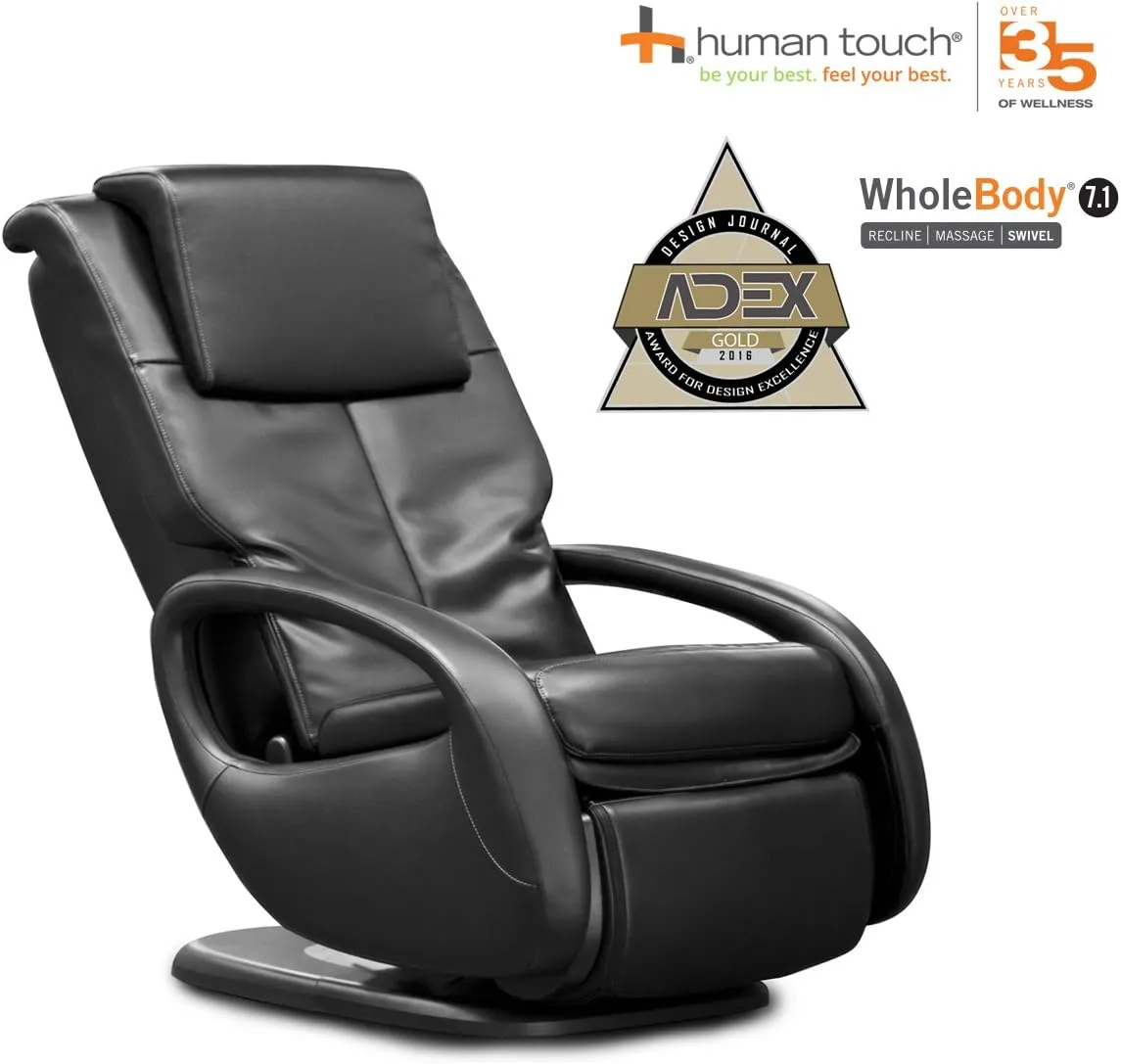Human Touch WholeBody 7.1 Living Room Recliner Massage Chair - Full Body Professional Grade Personal Massage - Relaxation w Heat for Targeted Stress   Muscle Pain Relief with Foot Calf - Black
