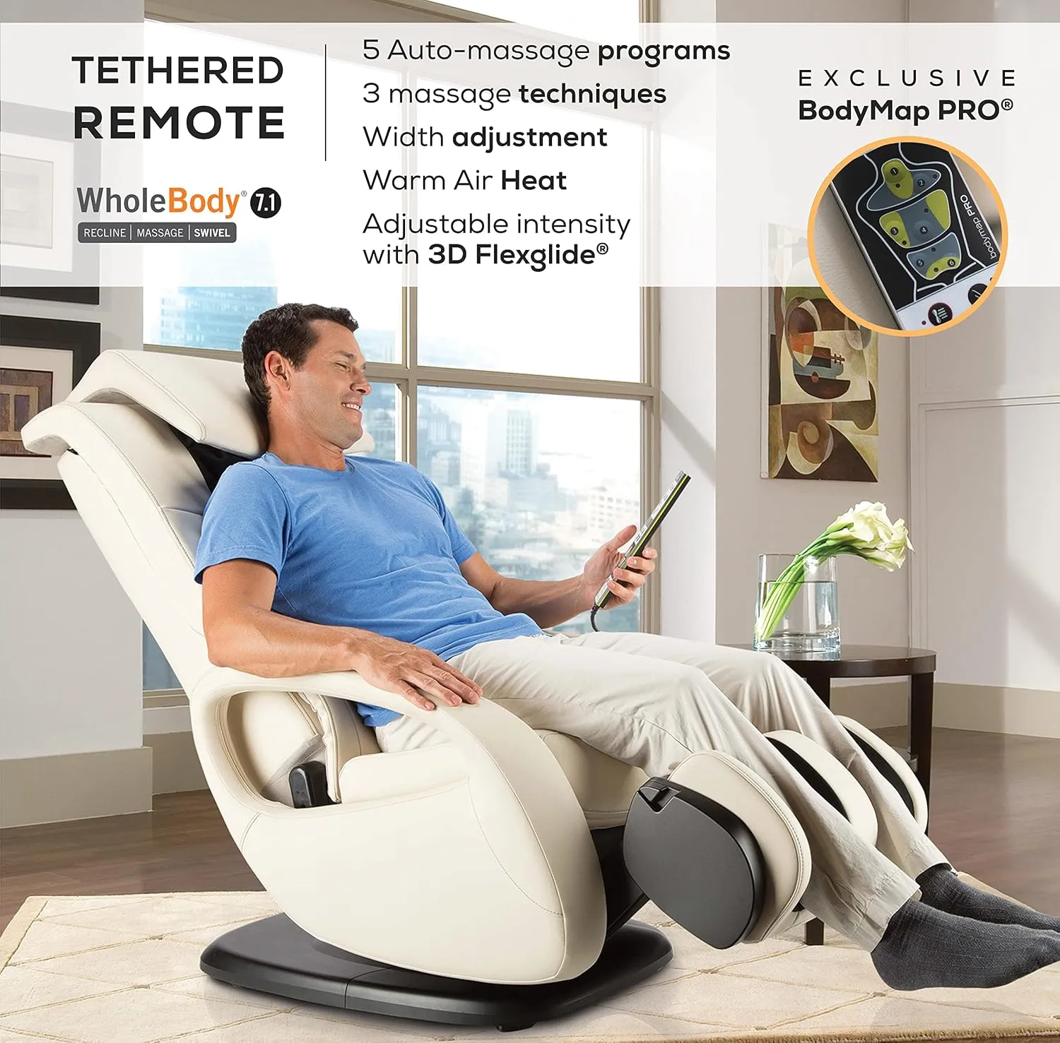 Human Touch WholeBody 7.1 Living Room Recliner Massage Chair - Full Body Professional Grade Personal Massage - Relaxation w Heat for Targeted Stress   Muscle Pain Relief with Foot Calf - Espresso