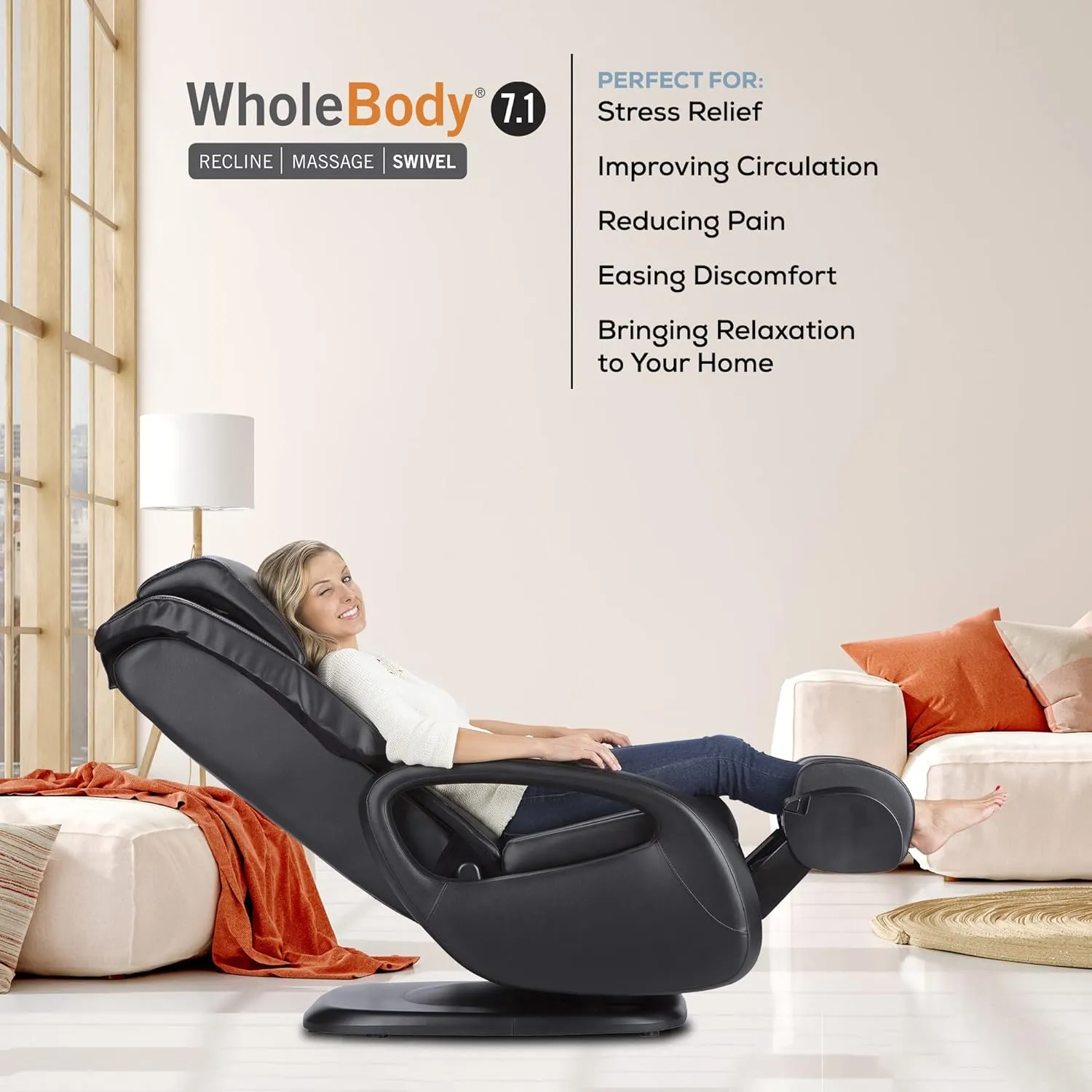 Human Touch WholeBody 7.1 Living Room Recliner Massage Chair - Full Body Professional Grade Personal Massage - Relaxation w Heat for Targeted Stress   Muscle Pain Relief with Foot Calf - Espresso