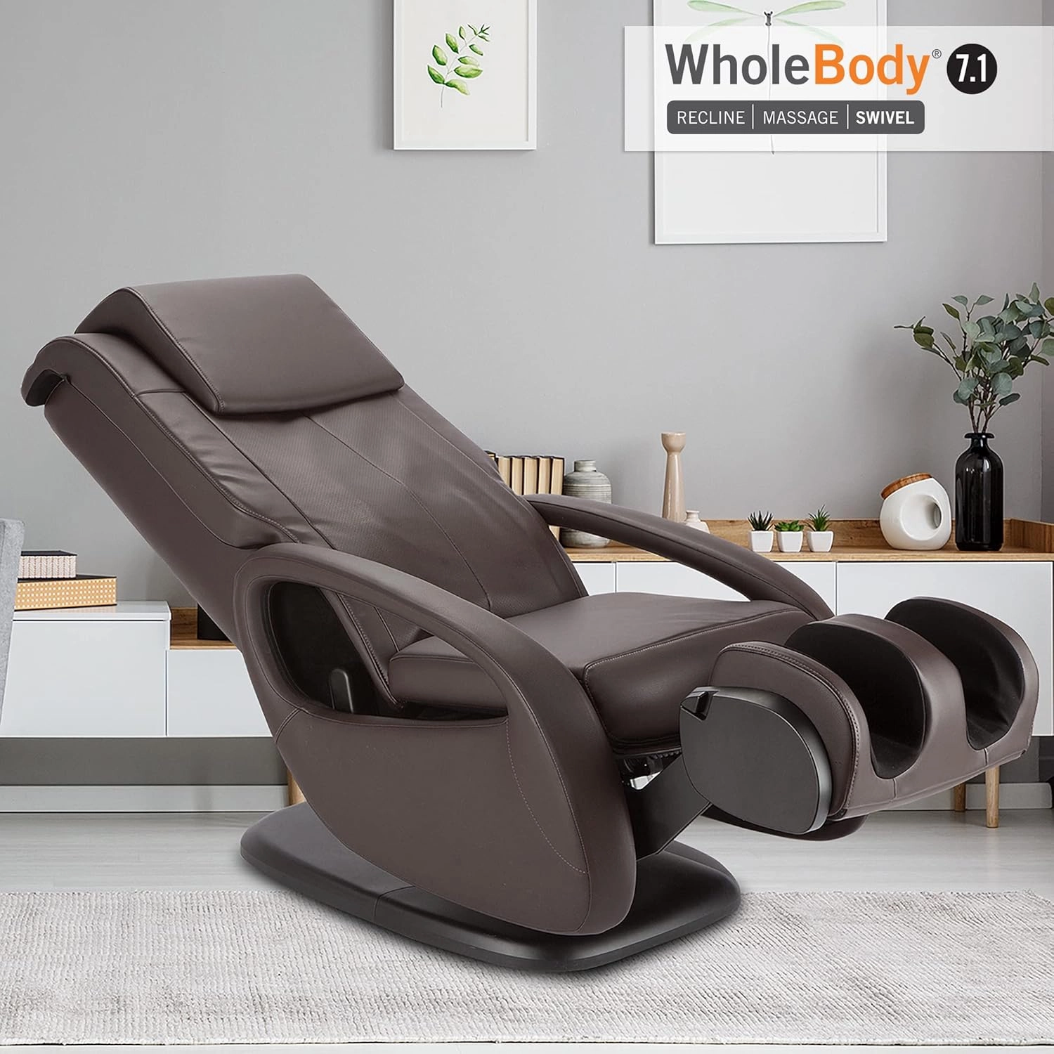 Human Touch WholeBody 7.1 Living Room Recliner Massage Chair - Full Body Professional Grade Personal Massage - Relaxation w Heat for Targeted Stress   Muscle Pain Relief with Foot Calf - Gray