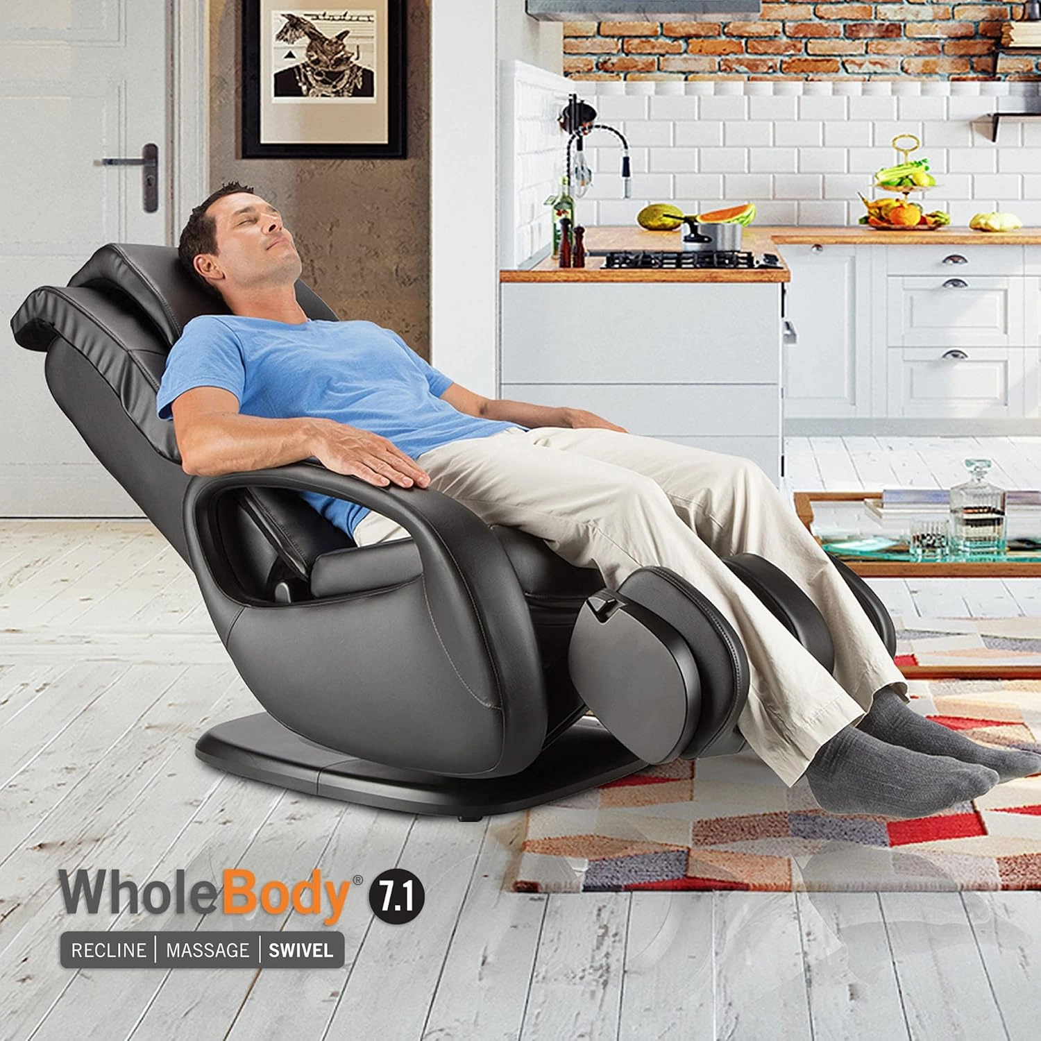 Human Touch WholeBody 7.1 Living Room Recliner Massage Chair - Full Body Professional Grade Personal Massage - Relaxation w Heat for Targeted Stress   Muscle Pain Relief with Foot Calf - Gray