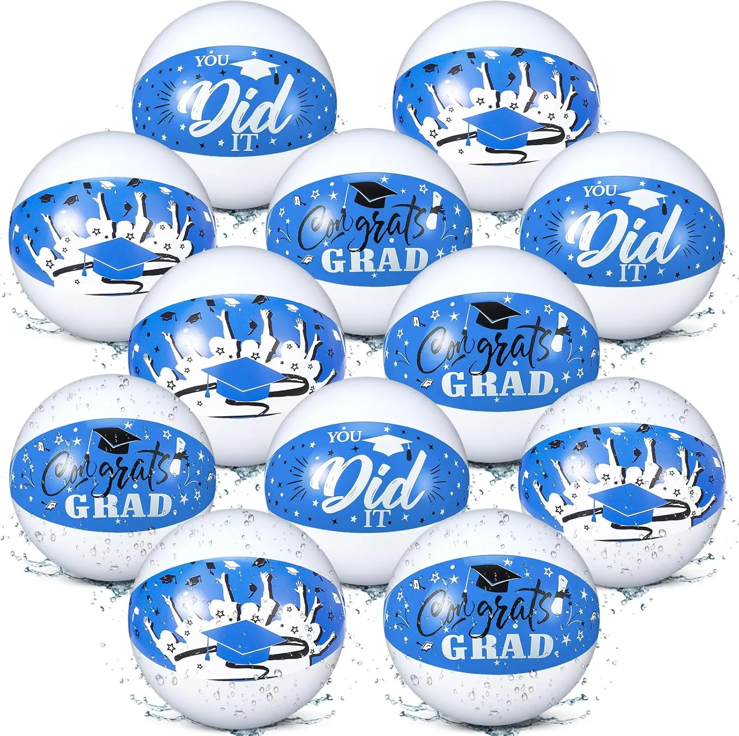 Hungdao 12 Pieces Graduation Beach Ball Inflatable Beach Ball Pool Party Decorations 2025 for Congrats Grad You Did It Class of 2025 Swimming Pool College Graduation Party Supplies Favors