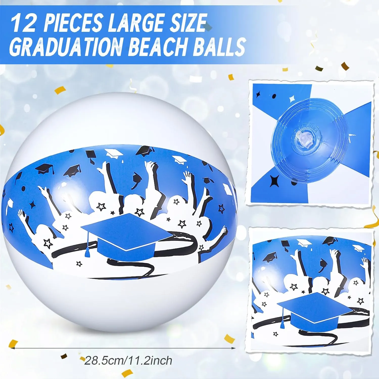 Hungdao 12 Pieces Graduation Beach Ball Inflatable Beach Ball Pool Party Decorations 2025 for Congrats Grad You Did It Class of 2025 Swimming Pool College Graduation Party Supplies Favors