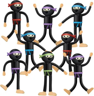 Hungdao 24 Pcs Bendable Ninja Toys for Boys and Girls, Bendable Ninja Figures Bendy Party Favors Toys for Birthday Party Supplies Goodie Bag Stuffers Piñata Fillers, 4 Styles