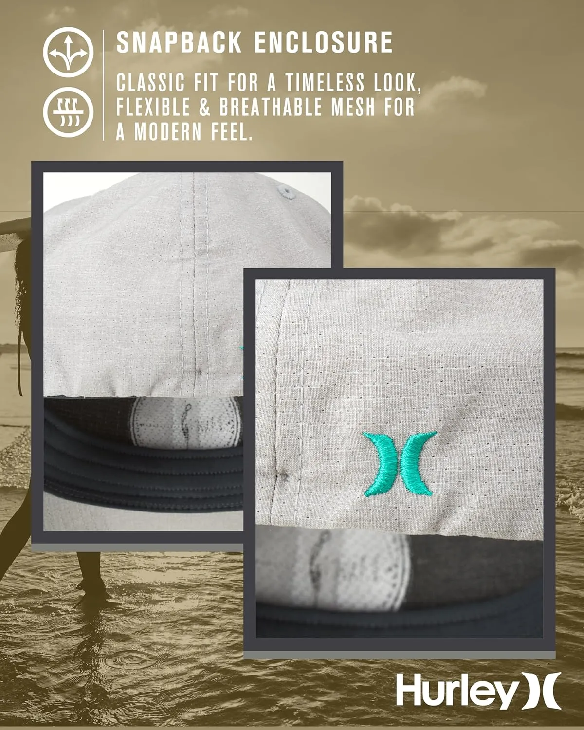 Hurley Men's Caps - Flexfit and Quick-Dry Phantom Baseball Caps for Men with Sweatband - Classic Mens Trucker Hats (S-XL)