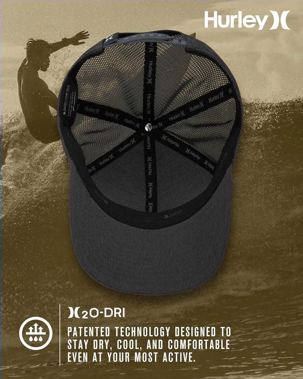 Hurley Men's Caps - H2O-Dri League Baseball Caps for Men with Snapback Closure - Classic Mens Trucker Hats (S-XL)