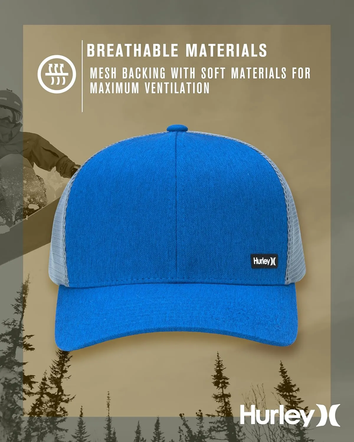 Hurley Men's Caps - H2O-Dri League Baseball Caps for Men with Snapback Closure - Classic Mens Trucker Hats (S-XL)