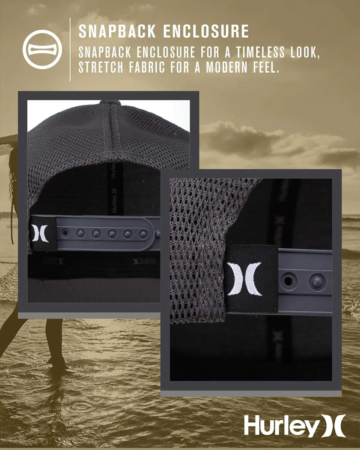Hurley Men's Caps - H2O-Dri League Baseball Caps for Men with Snapback Closure - Classic Mens Trucker Hats (S-XL)