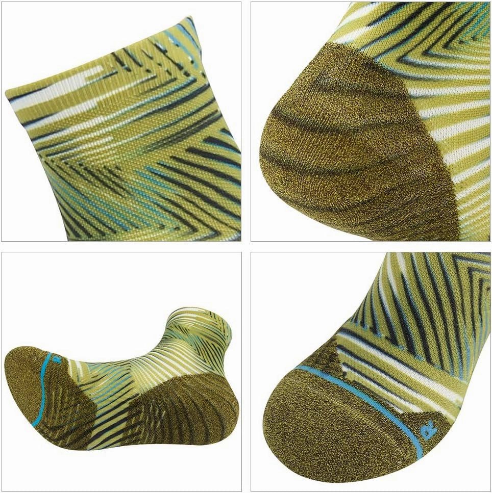 HUSO Mens Womens Quick Dry Striped Print Running Hiking Athletic Quarter Ankle Socks 3, 4, 6 Pairs