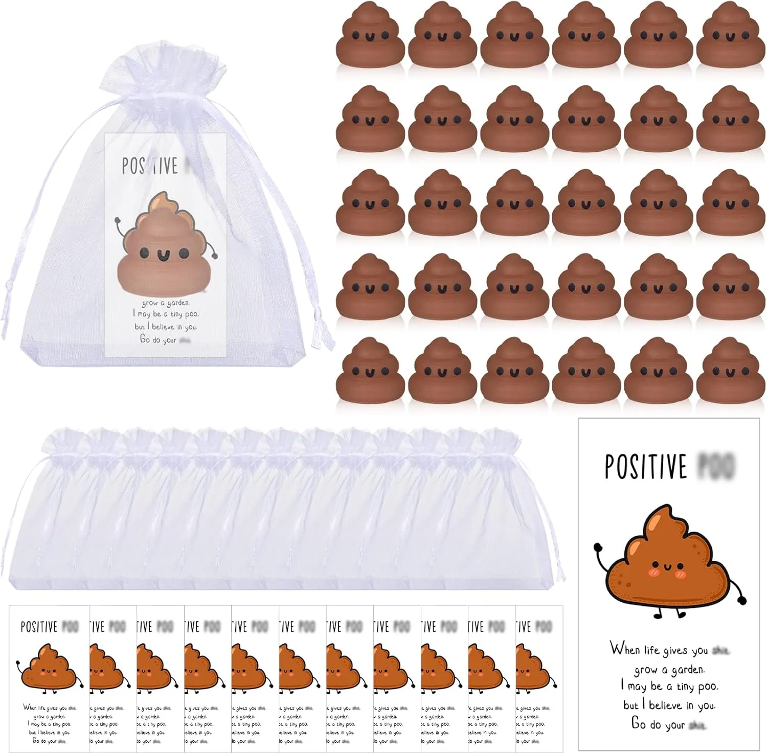 Hydren 30 Sets End of Year Positive Affirmation Teacher Graduation Gifts Bulk 30 Stress Ball Toy 30 Inspirational Positive Cards Funny Ball Mini Gag Gift Stress Relief Gifts(Brown)