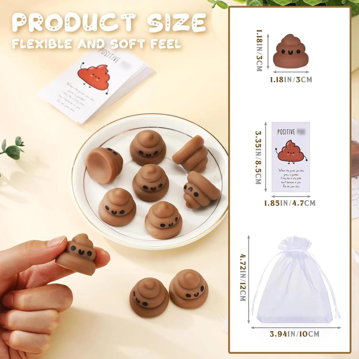 Hydren 30 Sets End of Year Positive Affirmation Teacher Graduation Gifts Bulk 30 Stress Ball Toy 30 Inspirational Positive Cards Funny Ball Mini Gag Gift Stress Relief Gifts(Brown)