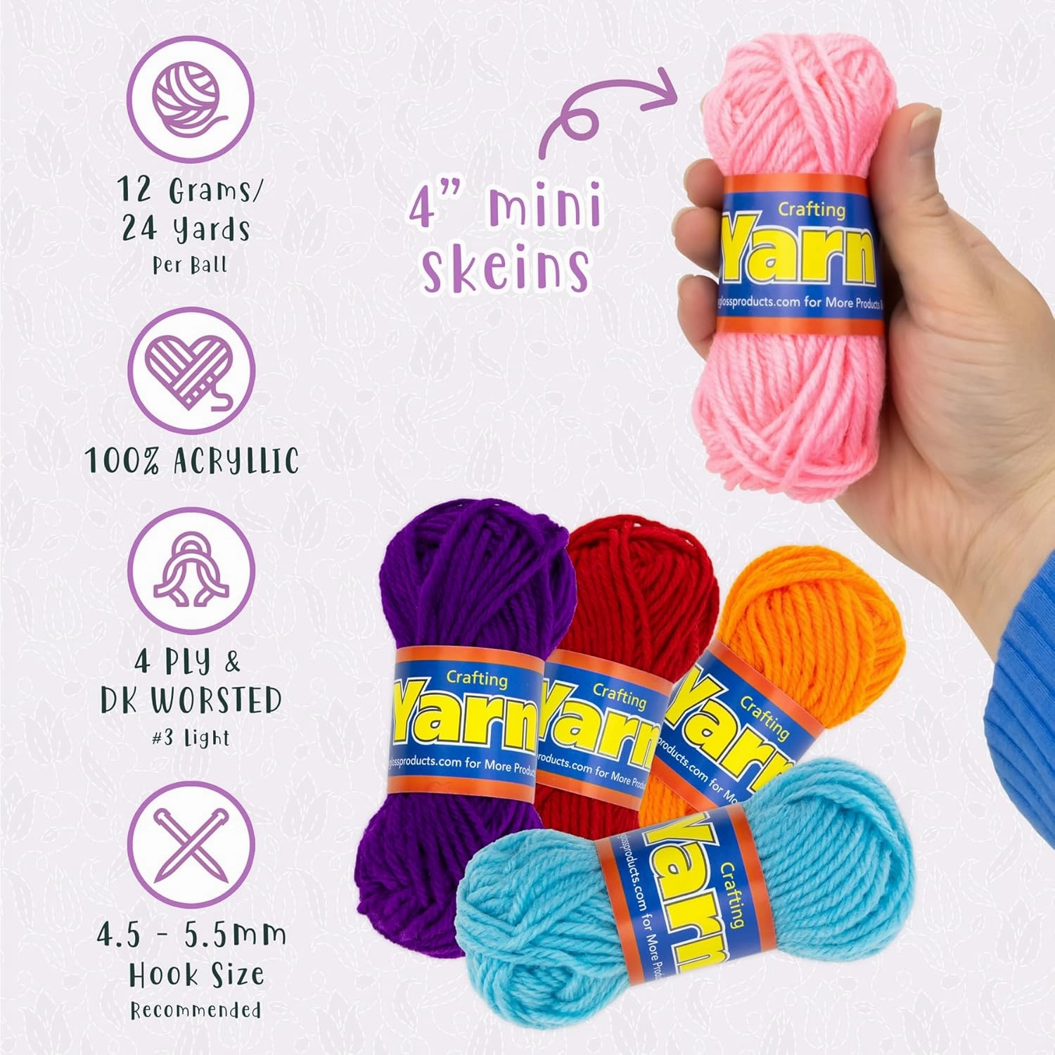 Hygloss Products Assortment 12 Craft Yarn Colors