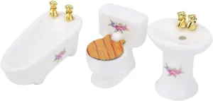 Hztyyier Dollhouse Miniature Bathroom Set, 1: 24 Dollhouse Miniature Porcelain Bathroom Set, Mini Dollhouse Furniture for Decoration(#3)