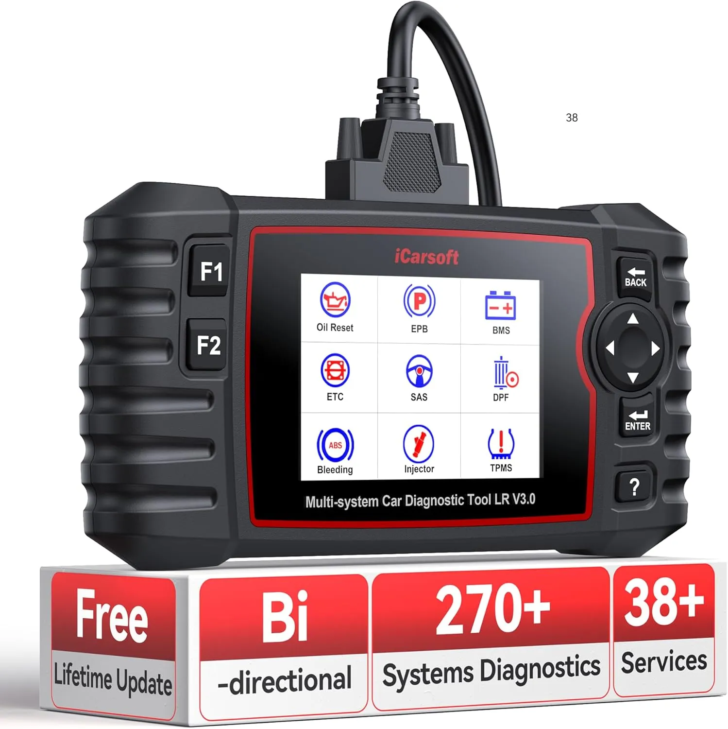 iCarsoft LR V3.0 2025 Ver Bidirectional OBD2 Scanner for Land Rover/Jaguar, Full Systems in-Depth Diagnostic Scan Tool, 42 Resets/118 Graphic Data, ABS SRS Engine Transmission Code Reader