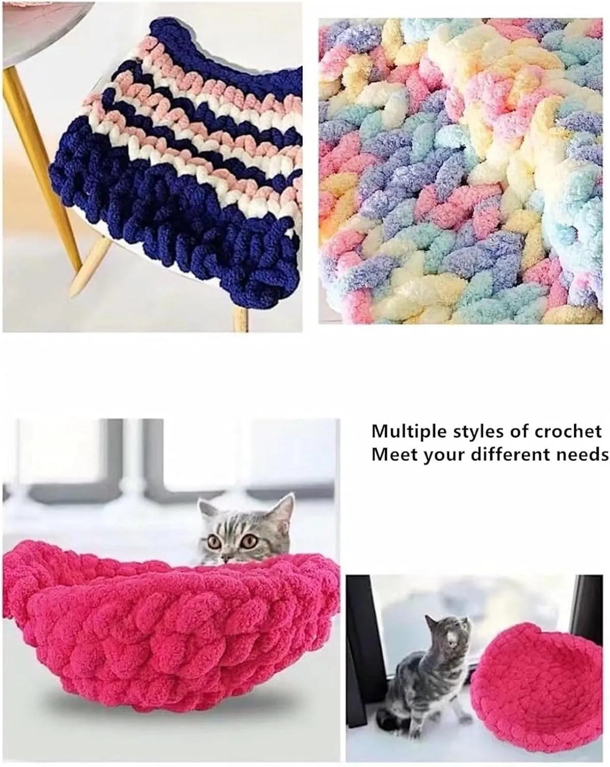 Icelandic Wool Hand-Woven, Extra Thick Wool Thread, Blanket Christmas Tree Extra Thick icicles Finger Scarf cattails Yarn (a Set of Four Pieces) (Colour G)