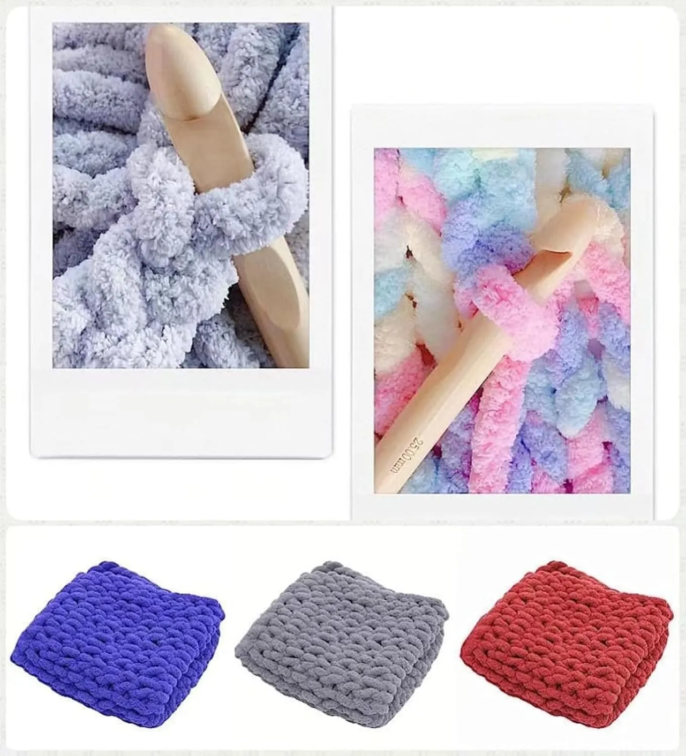 Icelandic Wool Hand-Woven, Extra Thick Wool Thread, Blanket Christmas Tree Extra Thick icicles Finger Scarf cattails Yarn (a Set of Four Pieces) (Colour G)