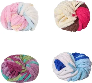 Icelandic Wool Hand-Woven, Extra Thick Wool Thread, Blanket Christmas Tree Extra Thick icicles Finger Scarf cattails Yarn (a Set of Four Pieces) (Colour G)