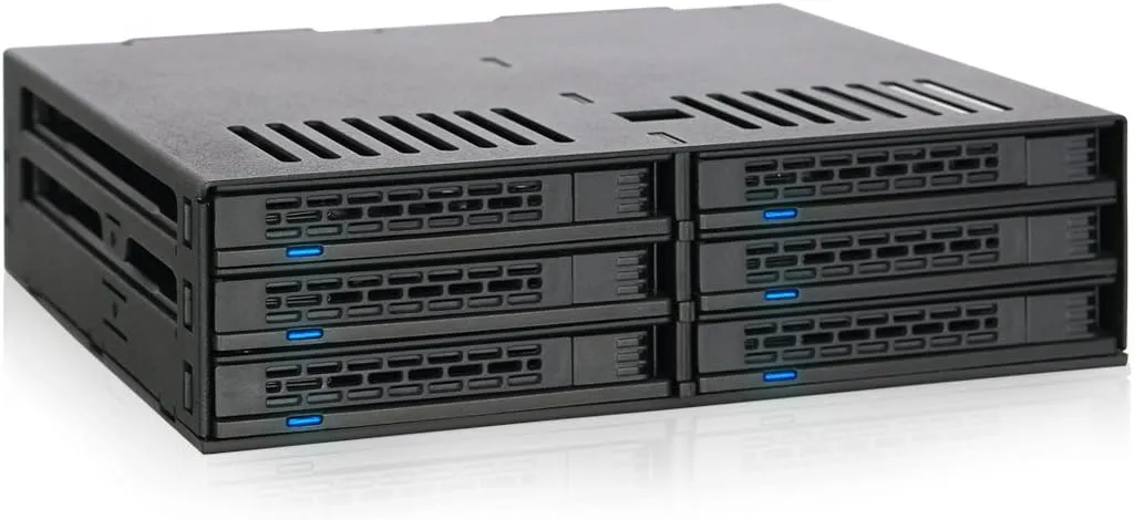 ICY DOCK 6 Bay 2.5” SATA HDD / SSD Hot Swap Tool-Less Backplane Enclosure with Dual Cooling Fan for 5.25” Bay | ExpressCage MB326SP-B