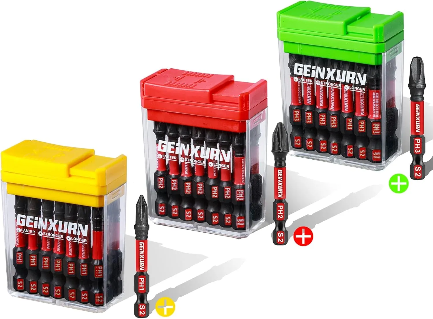 Impact Phillips Screwdriver Bits Set,45 Pcs 2" Magnetic(PH1/PH2/PH3) S2 Steel Multi Driver Bits with Storage Colorful Box