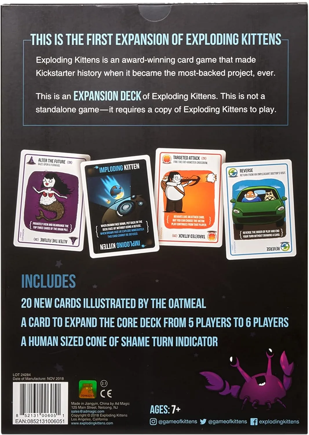 Imploding Kittens Expansion Pack by Exploding Kittens, Original Game Required - 2-5 Players - Ages 7  - 15 Minutes to Play - Ideal for Party, Family Game Night, Fun for Kids and Adults