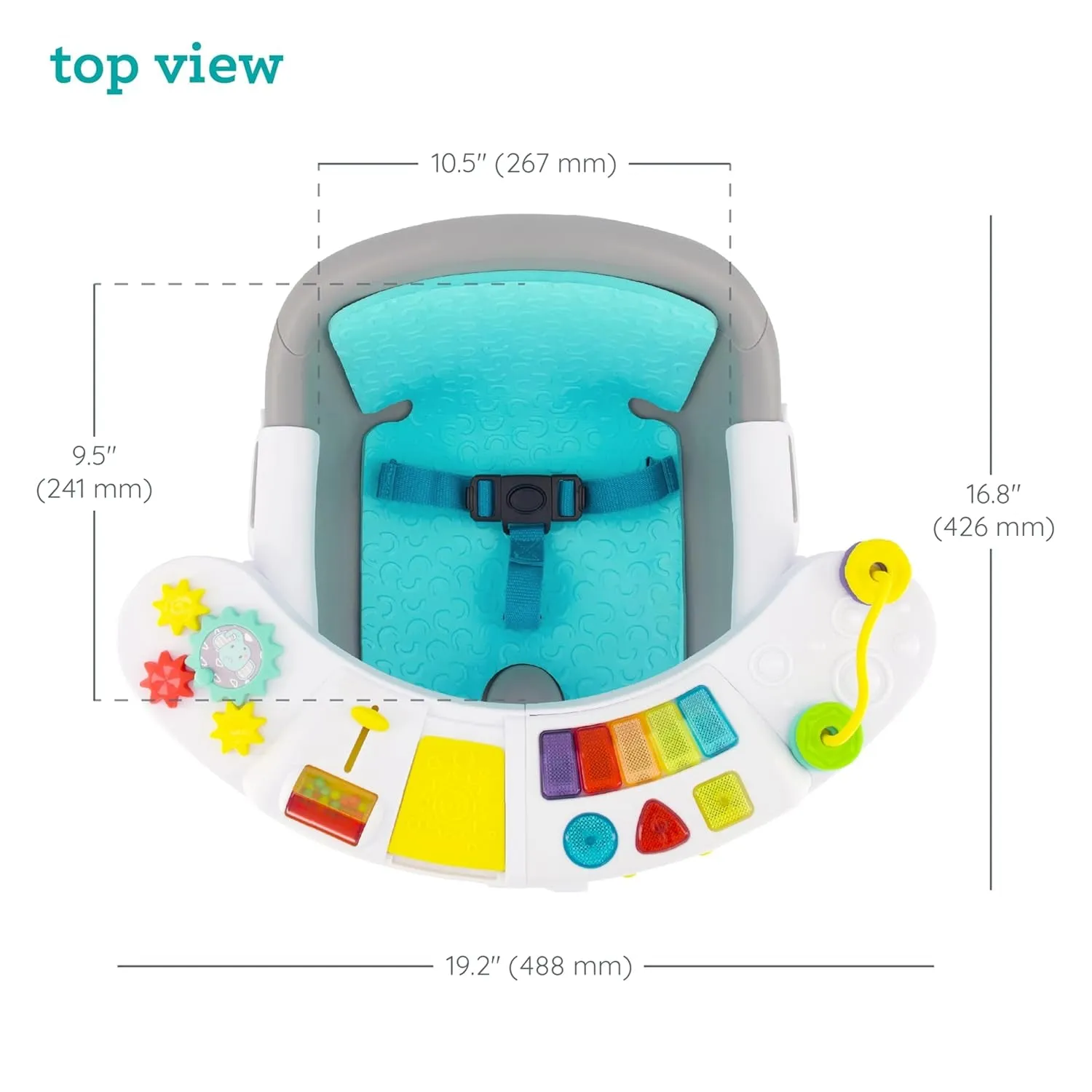 Infantino Music & Lights 3-In-1 Discovery Seat and Booster - Convertible, Infant Activity and Feeding Seat with Electronic Piano for Sensory Exploration, for Babies and Toddlers, Teal