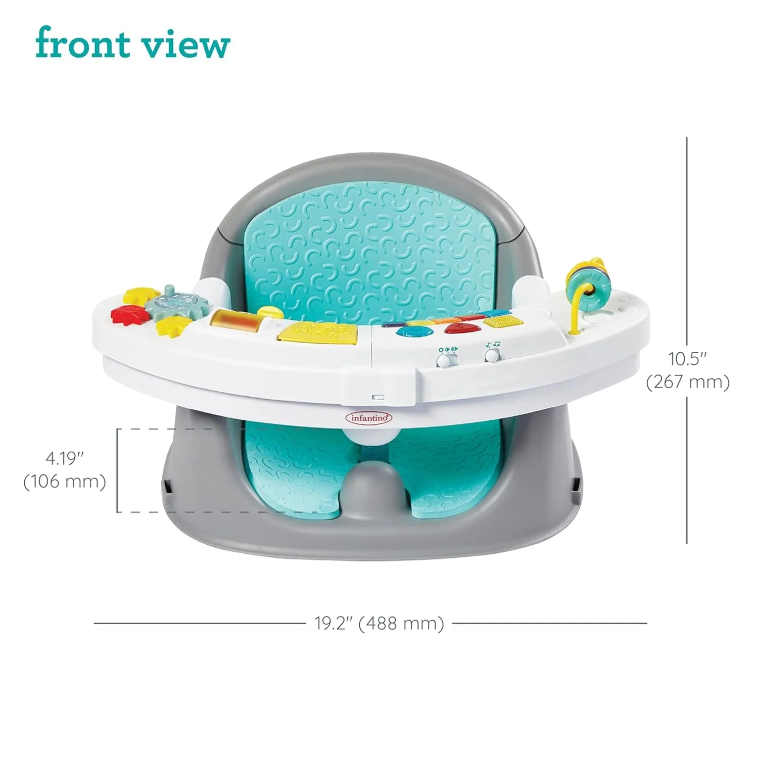 Infantino Music & Lights 3-In-1 Discovery Seat and Booster - Convertible, Infant Activity and Feeding Seat with Electronic Piano for Sensory Exploration, for Babies and Toddlers, Teal