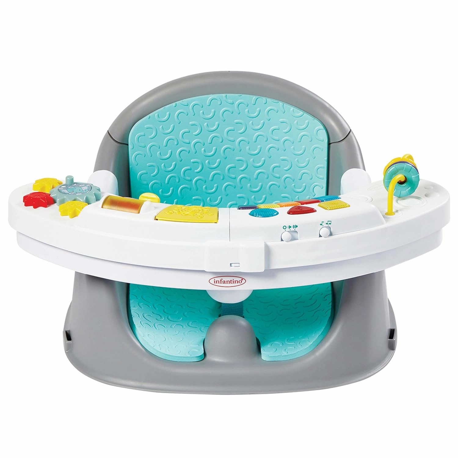 Infantino Music & Lights 3-in-1 Discovery Seat and Booster with Piano - Convertible Infant Activity, Feeding Seat and Table Booster, Lavender and Teal
