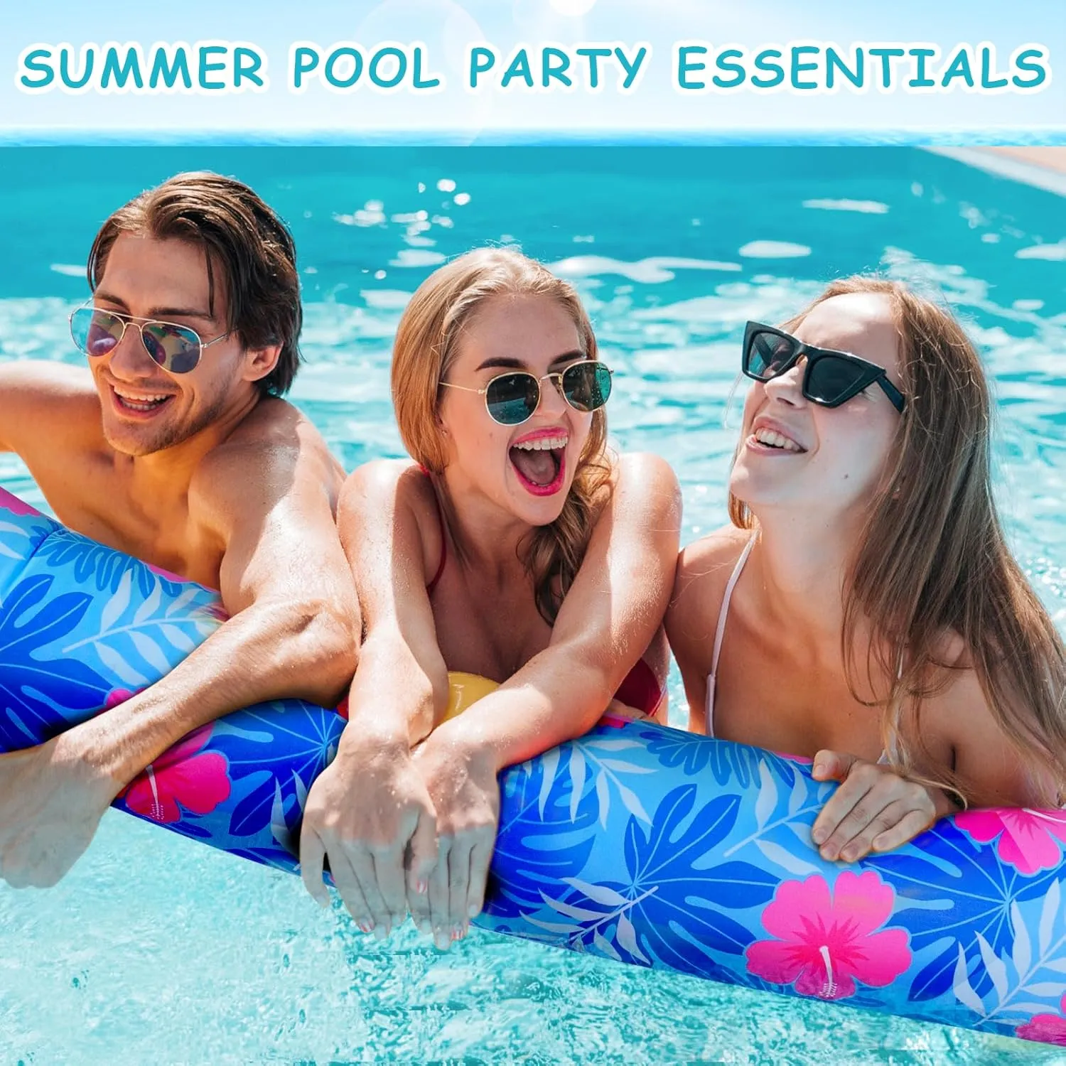 Inflatable Swimming Pool Noodle, 2 Pack Soft Fabric Quick Drying Covered Large Pool Floats Noodles, Premium Buoyancy Swim PoolFloats with Portable Storage Bag for Pool Party Toy