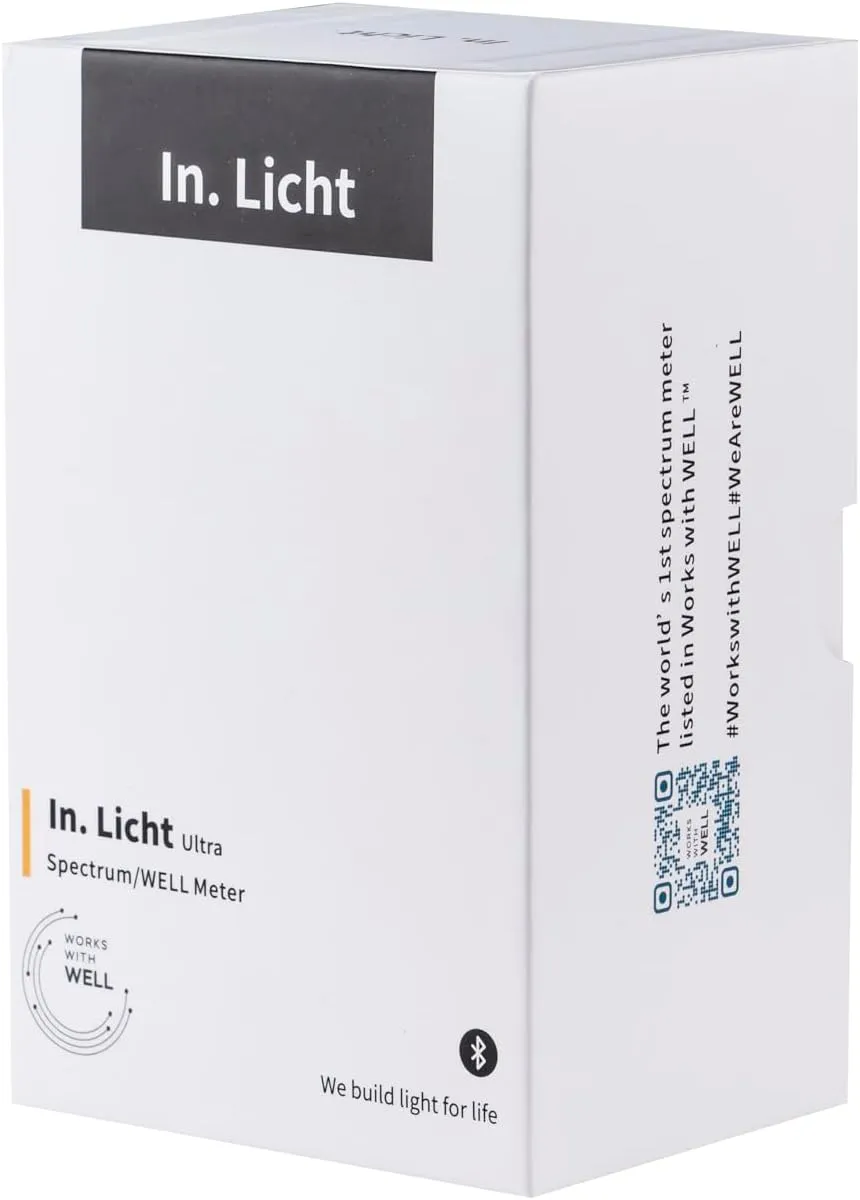 In.Licht Ultra Well Certified Human-Centric Handheld Health Light Meter – Measures EML, CS, CCT, LUX, CRI, Rf & Rg, Flicker Index | Lightweight Lux Meter & Spectrometer for Light Designers (Black)