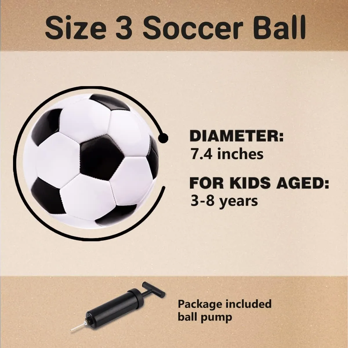 INPODAK Toddler Soccer Ball Size 3 Black and White Classic Balls for Kids 2-8 with Pump, Mesh Bag and Gift Box for Birthdays, Christmas, and Parties