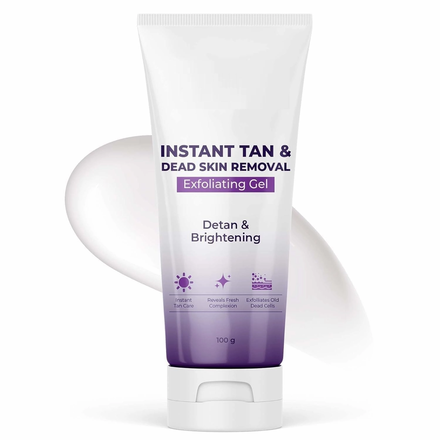 Instant Tan & Dead Skin Removal Exfoliating Gel | Visibly Removes Tan | AHA Exfoliation in Minutes | Smooth & Bright Skin | 100g