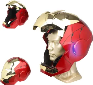 Iron Hero MK 5 1:1 Wearable Helmet - Voice, Touch, and Remote Control with LED Eyes, Realistic Sound Effects, Perfect for Cosplay, Display, and Collectible Figures for Man and Teen