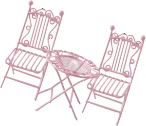 Iron Miniature Table Chair Set 1:12 Scale Dollhouse Decor Garden Miniatures for Boys and Girls Adults