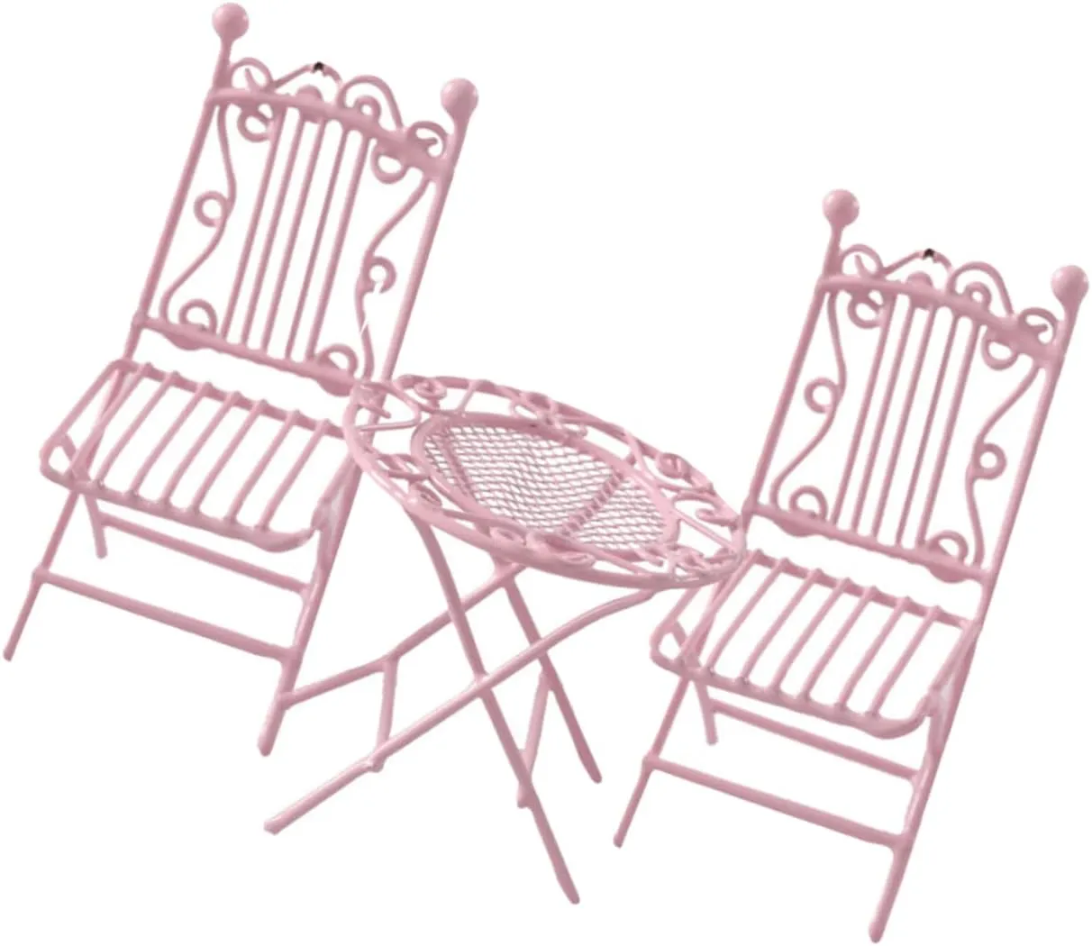 Iron Miniature Table Chair Set 1:12 Scale Dollhouse Decor Garden Miniatures for Boys and Girls Adults