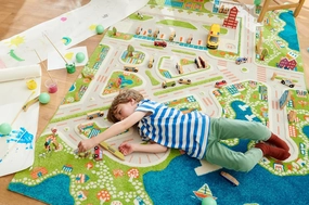 IVI Mini City Thick 3D Kids Play Mat Rug, 71" L x 53" W, Non-Toxic, Stain Resistant, Educational Montessori Activity Toys for Kids