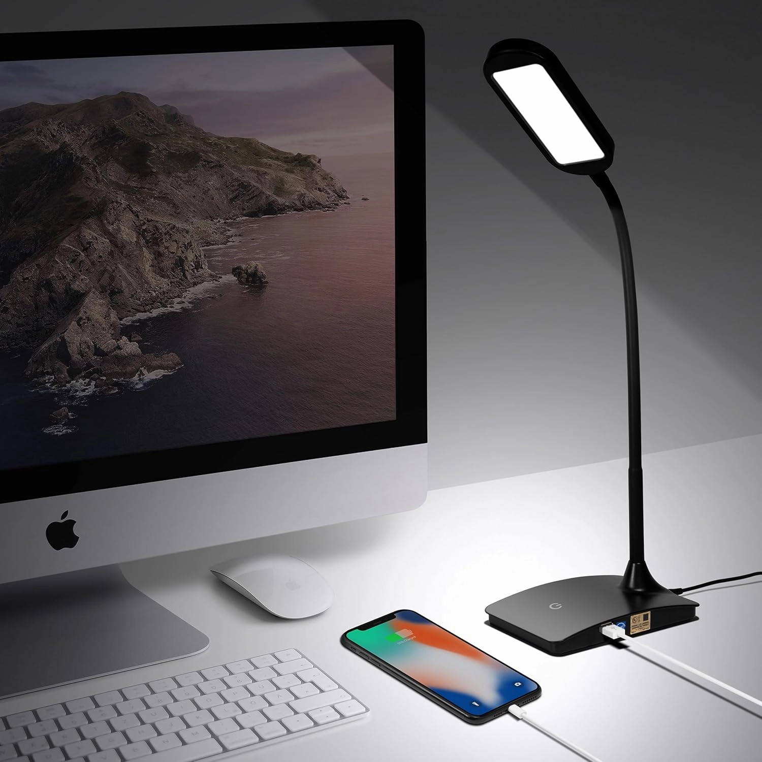 IVY20-40BK Ivy LED Desk Lamp with USB Port for Home Office - Super Bright Small Desk Lamp, a Perfect LED Desk Light as Study Lamp, Bedside Reading Lights (Black)
