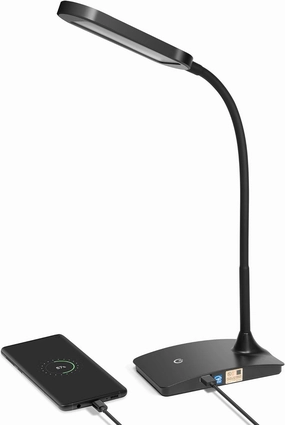 IVY20-40BK Ivy LED Desk Lamp with USB Port for Home Office - Super Bright Small Desk Lamp, a Perfect LED Desk Light as Study Lamp, Bedside Reading Lights (Black)