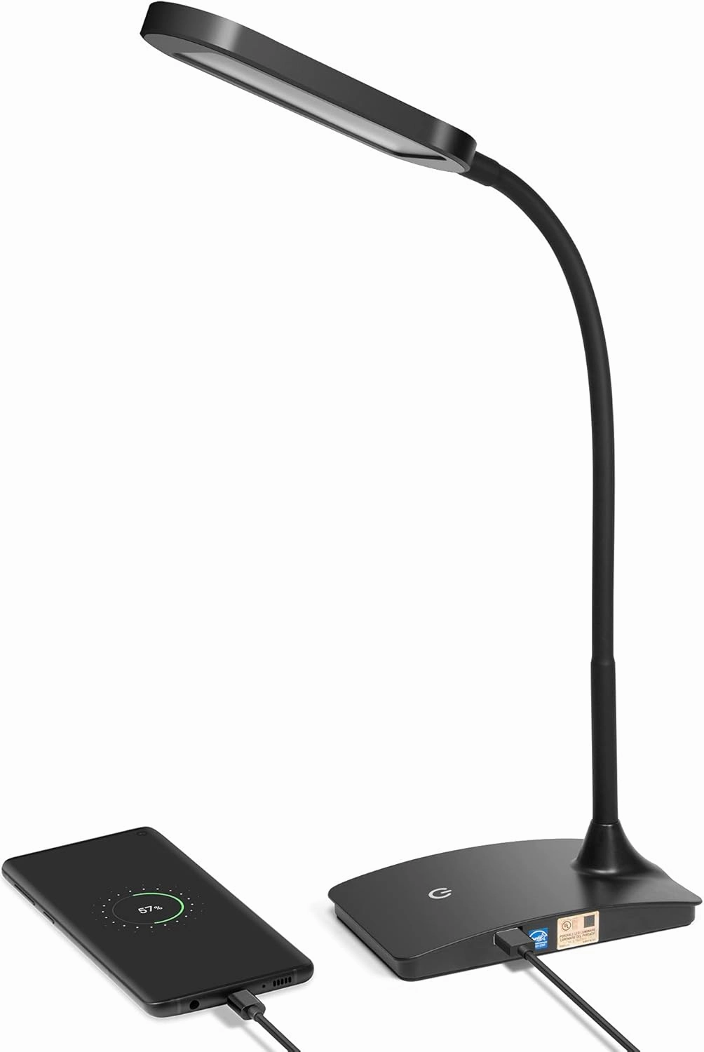 IVY20-40BK Ivy LED Desk Lamp with USB Port for Home Office - Super Bright Small Desk Lamp, a Perfect LED Desk Light as Study Lamp, Bedside Reading Lights (Black)