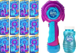 JA-RU Blitz Bubble Machine Wand Electric Portable Bubble Blower with Bubbles Solution (4 Toys Assorted) Floats High Last Long. Kids Party Favors, Outdoor Toy. Plus 1 Sticker 26424-4s