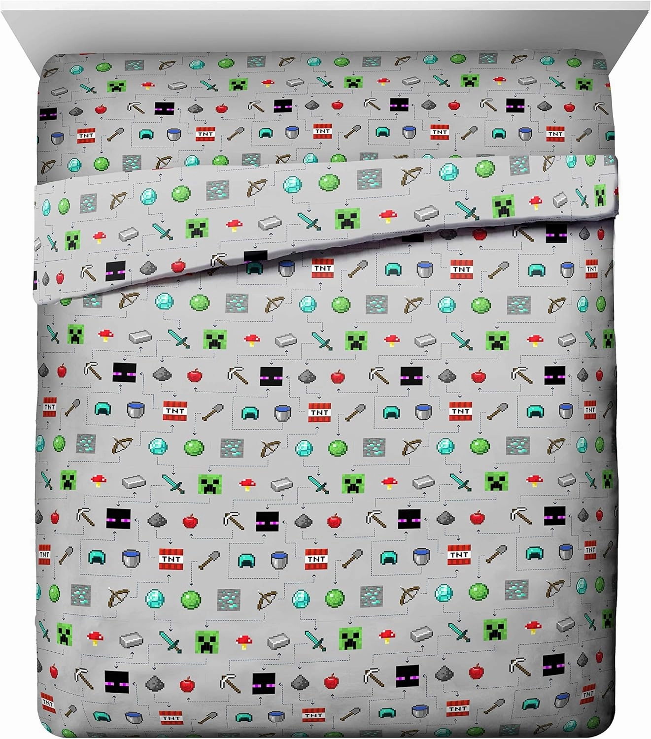 Jay Franco Minecraft Monster Hunters 5 Piece Queen Bed Set - Includes Reversible Comforter & Sheet Set - Bedding Features Creeper - Super Soft Fade Resistant Microfiber (Official Minecraft Product)