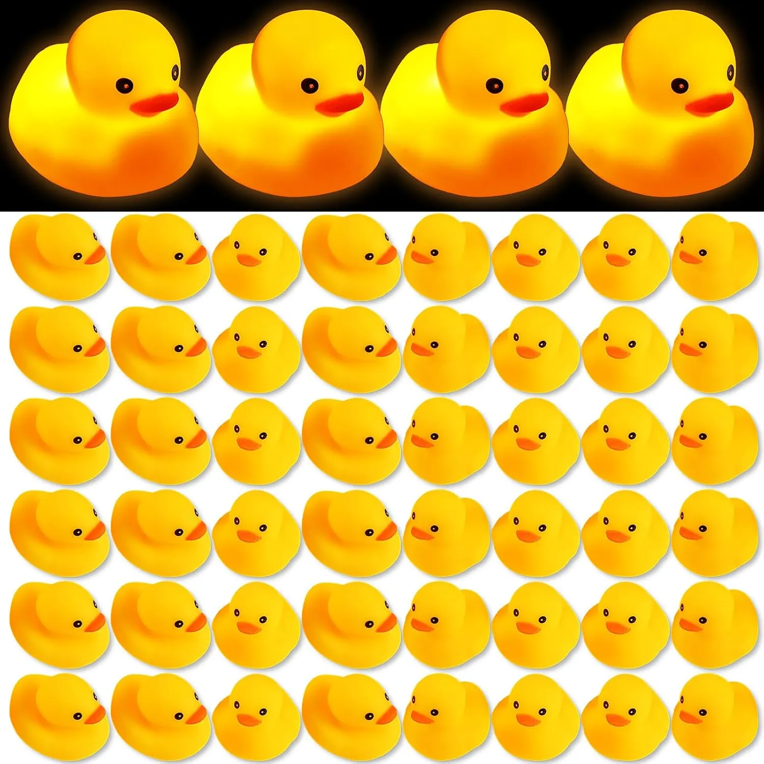 Jerify 100 Pcs Bulk LED Rubber Ducks Light up Yellow Bathtub Rubber Ducks Glow Bath Floating Toys with LED Lights Birthday Halloween Christmas Easter Shower Pool Toys for Holiday Bathroom